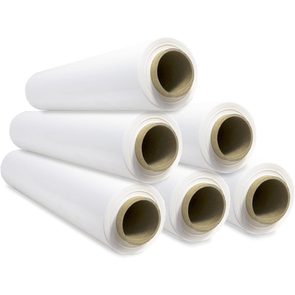 OFITURIA Film Embalar Elástico Blanco para Embalar, Rollo de Plástico Protector Envíos y Mudanzas, Rollo de 50cm hasta 400 m Estirables (6 rollos)