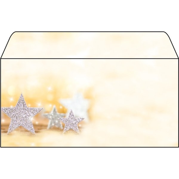Weihnachts-Umschlag DL, gummiert, 90g/qm, Spezialpapier, Glitter Stars