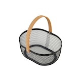 thumbnail of Eva panier fil noir ovale + manche en bois 24x17,5x h 10 cm