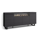 thumbnail of Dressoir, Opbergkast, Buffetkast, Sideboard, 200x35x87cm, 4 Deuren, Elektrische haard, Industrieel design, Moderne stijl, Zwart _ 64_12
