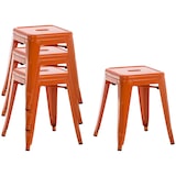 thumbnail of Lot de 4 tabourets bas au style industriel Armin en métal Orange