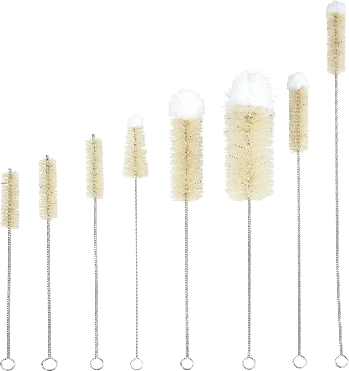 Westfalia 8-teiliges Reinigungs-Bürsten-Set mit Schweineborsten und Baumwollschopf – Flexible Drahtstiele
