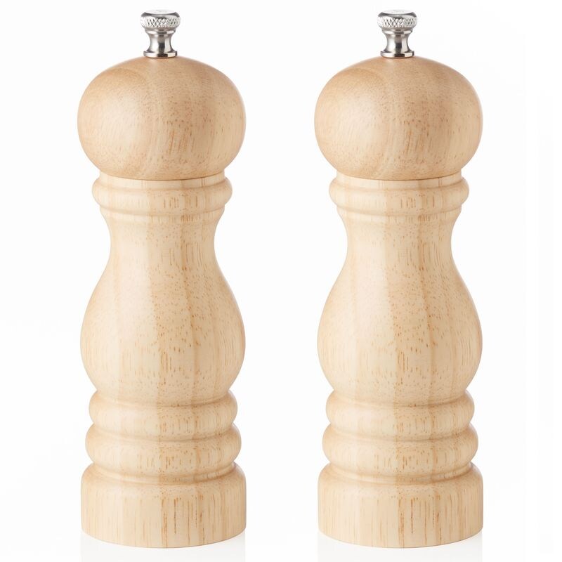 Salzmühle und Pfeffermühle natur lackiert, 15 cm, Holz, Classic Mill 2 tlg. Set