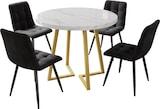thumbnail of Essgruppe 5-teilig rund 75x80x80 cm Weiß+Schwarz+Gold MDF Tischplatte Marmormuster mit 4 Samtstühlen Metallgestell verstellbare Füße