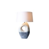 thumbnail of SalesFever Lampe de table | Cadre céramique / abat-jour lin | L 30 x P 16 x H 69 cm | Bleu – Blanc