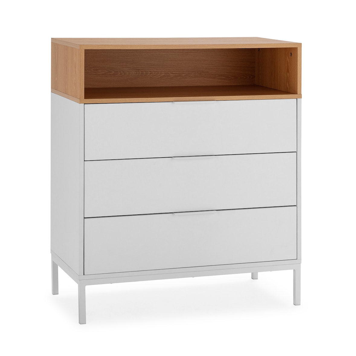 Cómoda de noche Nieve 3 cajones Blanco, estable y fácil de montar