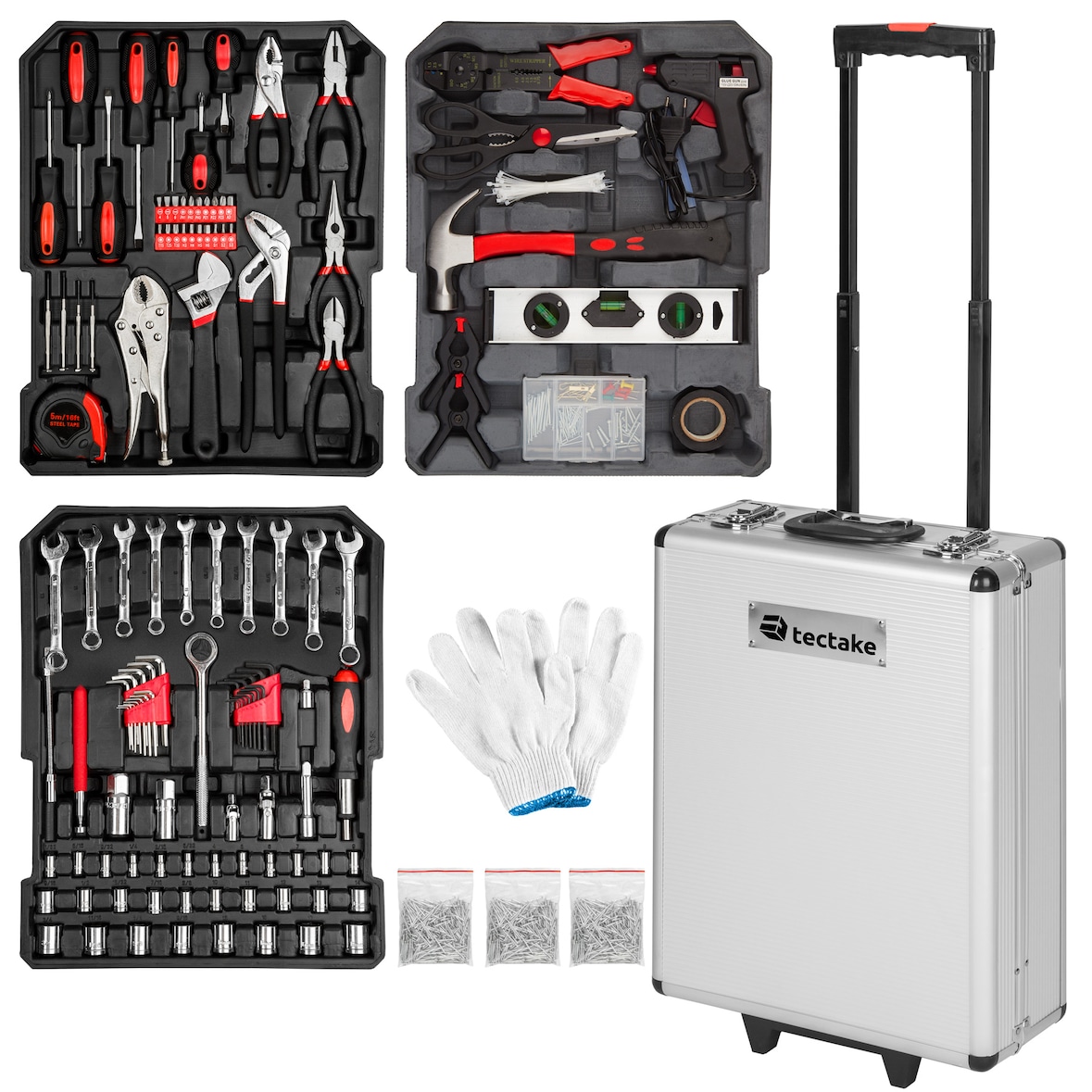 tectake Caisse à outils 799 pièces  Noir