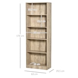 thumbnail of HOMCOM Estante para Livros de 5 Níveis com Prateleira Ajustável e Desenho Anti-Tombo Estante de Armazenamento 63x29,5x176 cm Madeira
