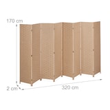 thumbnail of Relaxdays Paravent, 8-teilig, Raumtrenner faltbar, HxB 170x320 cm, Sichtschutz innen, Holz, Papierseil, Trennwand, natur