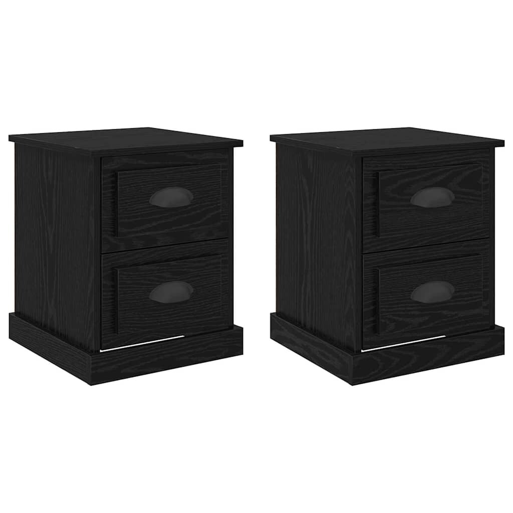 vidaXL Nachttisch 2 pcs Schwarz Eichen-Optik 39 x 39 x 47.5 cm
