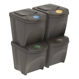 thumbnail of WellHome – Set mit 4 stapelbaren 25-Liter-Mülleimern in Grau