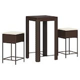 thumbnail of vidaXL 3-tlg. Gartenbar-Set mit Kissen Braun Poly Rattan