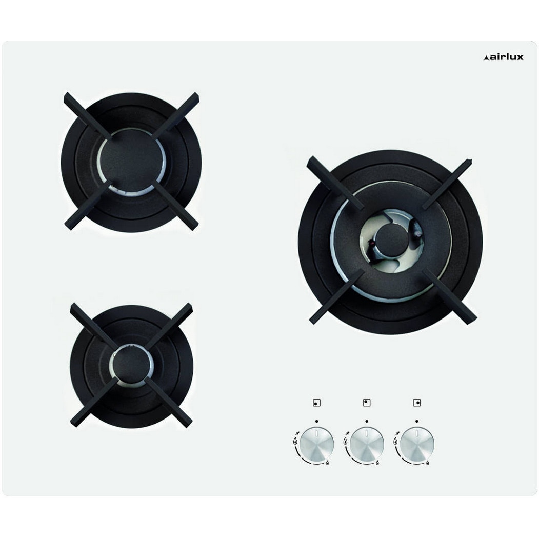 AIRLUX Table Verre Gaz 3 Feux 60cm av635hwh