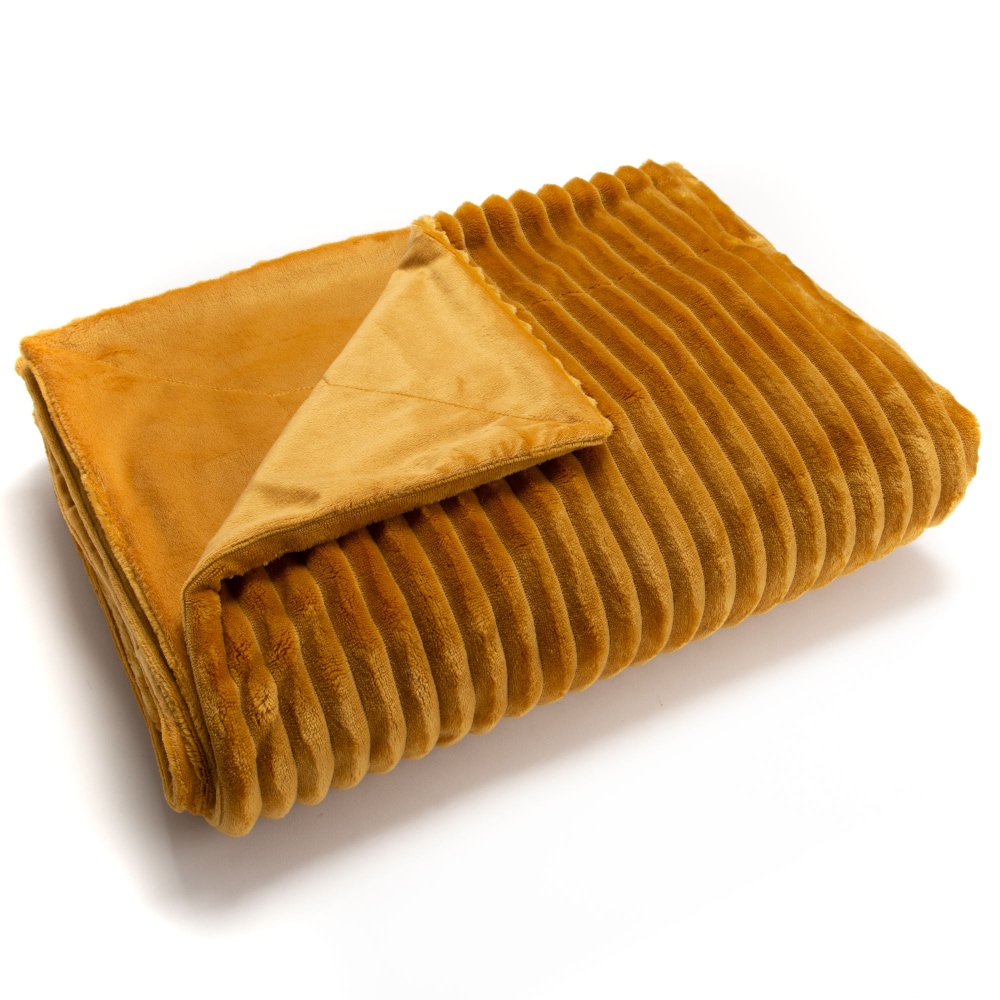 Plaid Sultan camel 130X170 cm -  Multicolore Rectangle Polyester Amadeus 130x2 cm