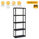 thumbnail of Scaffale 5 ripiani in plastica portata 100 kg casa magazzino 70x30x175cm Plasty5-0005442OT210