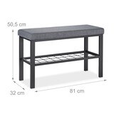 thumbnail of Relaxdays Schuhbank, 1 Ablage, Schuhregal mit Sitzfläche, gepolstert, HBT 50,5 x 81 x 32 cm, Sitzbank Flur, schwarz/grau