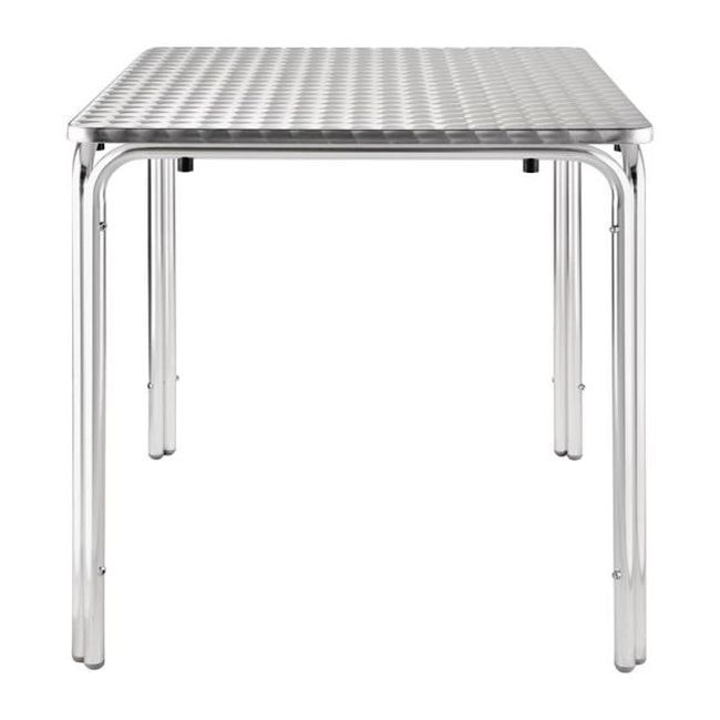 Mesa bistro Bolero cuadrada de acero inoxidable con 4 patas de aluminio 700x700x720mm