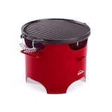 thumbnail of Churrasqueira a etanol 0,5L em aço vermelho e chapa redonda de ferro