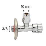 thumbnail of Eckventil mit Rosette 3/8` AG Anschluss x 10 mm Quetschverschraubung