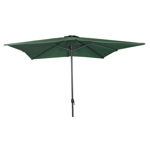 Alu Sonnenschirm 3x3 m UV30+ quadratisch Kurbelschirm Gartenschirm Balkon grün : Grün