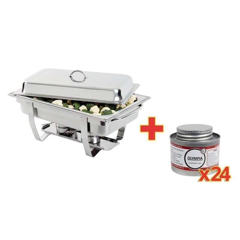SONDERANGEBOT Milan Chafing-Dish mit 24 x flüssige Brennpaste