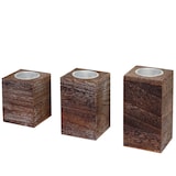 thumbnail of Set de 3 portavelas de té S+M+L HWC-C58, soporte para velas de té, aspecto desgastado vintage ~ marrón