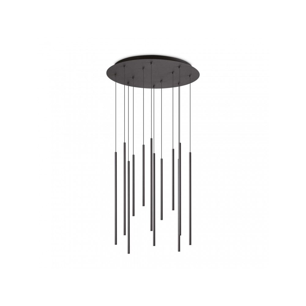Filo sp12, schwarze runde Mehrfach-Pendelleuchte, Ideal Lux