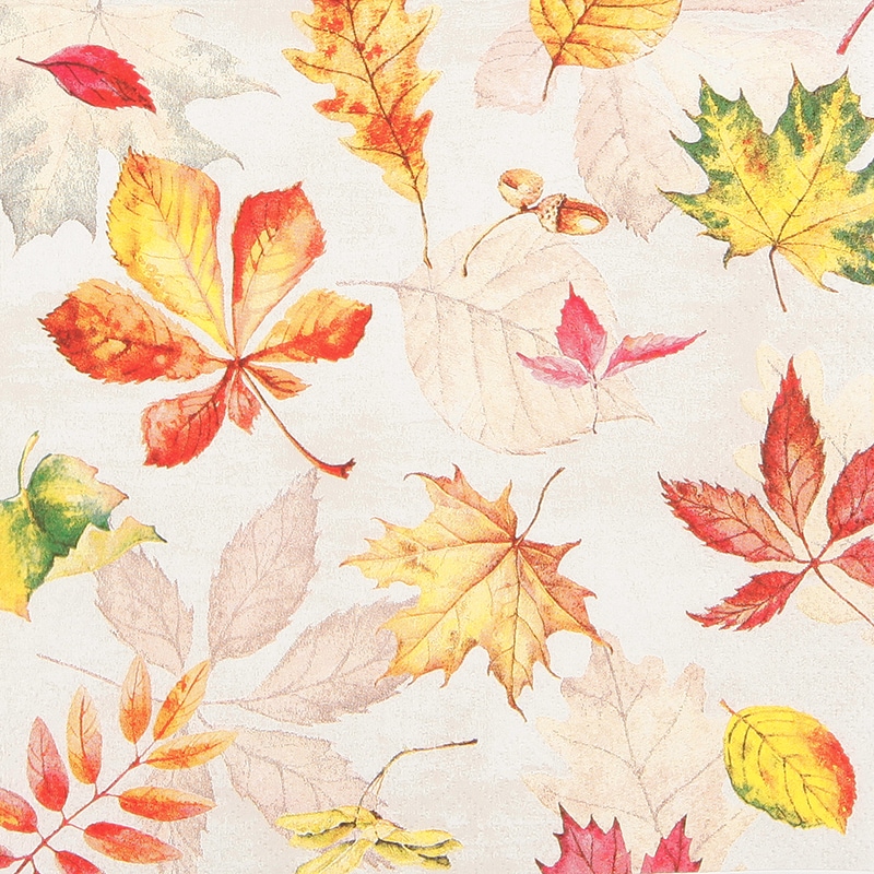 Home Fashion, Scattered Foliage, Lunch-Servietten aufgefaltetes Maß 33 cm x 33 cm, im Viertelfalz, 20 Stück pro Pack
