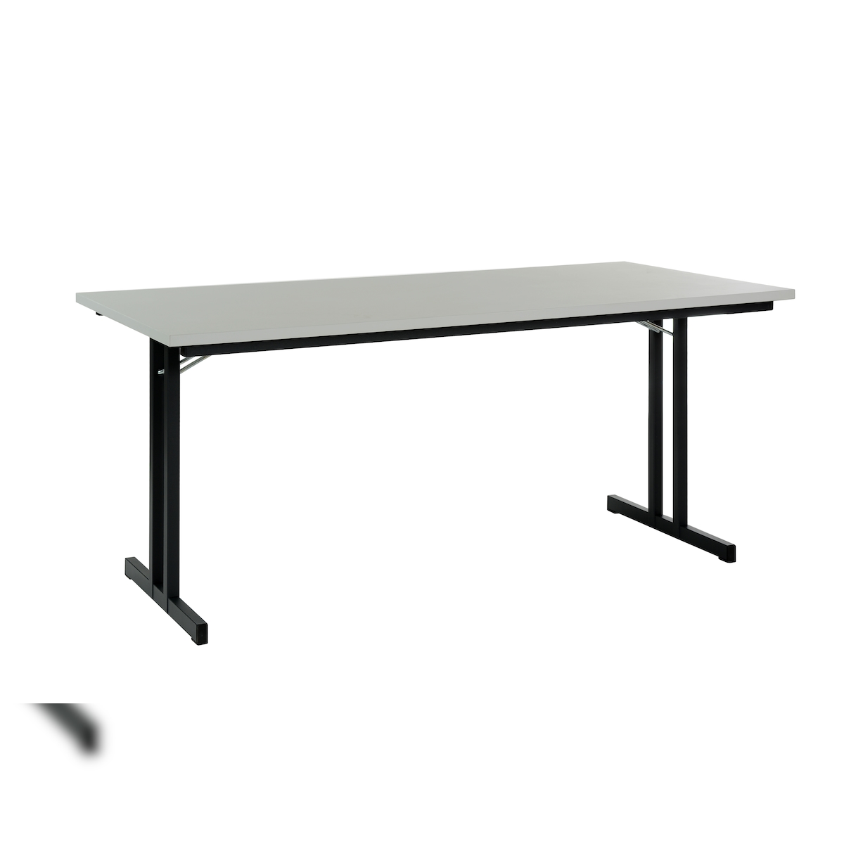 CEHA Konferenz- und Seminarklapptisch 180 x 80 cm mit T-Fuß Gestell in schwarzgrau und 25mm-Tischplatte in Dekor grau