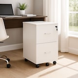 thumbnail of Relaxdays Rollcontainer, 2 Schubladen mit Hängeregister, HxBxT: 72 x 43 x 46 cm, abschließbarer Aktenschrank, weiß