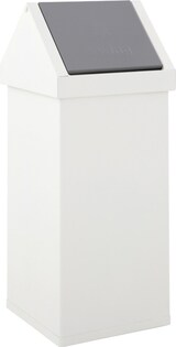 thumbnail of PROREGAL Eckiger Aluminium Abfallbehälter Haiti mit Swingdeckel | 55 Liter, HxBxT 77x30x30cm | Weiß