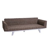 thumbnail of Sofa HWC-M32, 4-Sitzer Couch Rattansofa Loungesofa mit Kissen, 209cm Kubu Rattan natur Stoff/Textil Polster creme