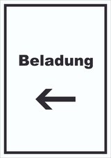 thumbnail of Beladung Schild mit Text und Richtungspfeil links Transport Fracht hochkant A5 (148x210mm)