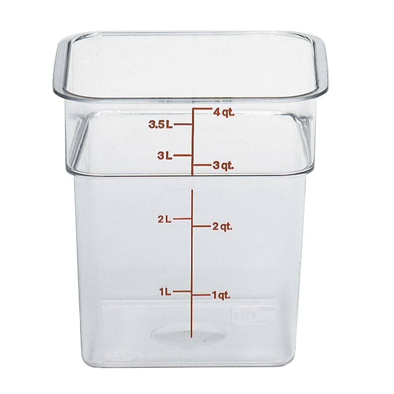 CAMBRO - 4SFSCW-135 - Recipiente cuadrado 3,8 L - 18,5 x 18,5 x 18,7 cm - Transparente (Tapa no incluida) - Venta 1 unidad.