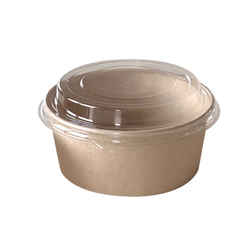 300 Kraft Salatschalen Snackschalen 750 ml Ø 145 x 85 mm braun + klarem Deckel