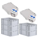 thumbnail of PROREGAL SuperSparSet 5x Eurobox NextGen Economy mit Scharnierdeckel & blauen Verschlüssen, Griffe zu, HxBxT 22x40x60cm, 44L, Eurobehälter, Box