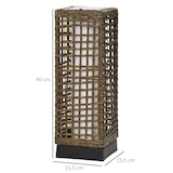 thumbnail of Outsunny linterna de jardín luces solares de ratán sintético con luces LED encendido y apagado automático para interior exterior 15,5x15,5x46 cm