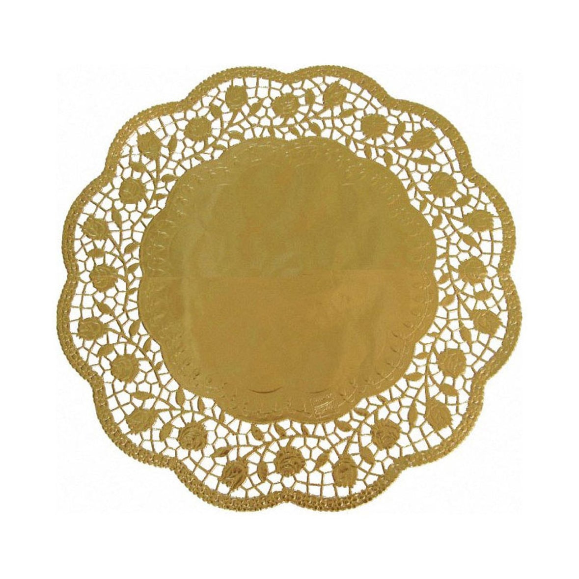 40x Deko-Tortenspitzen rund gold O 36 cm