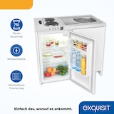 thumbnail of Exquisit Mini-Küche Pantry KK1085 weiss | Kühlschrank mit 76 l Nutzinhalt | Masse-Kochfeld | Edelstahl-Spüle | Spülschrank