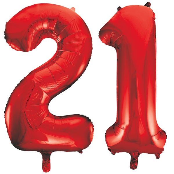XL Folienballon rot Zahl 21