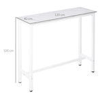 thumbnail of Mesa de Bar Mesa de Comedor con Superficie de Granos de Mármol Estructura de Acero Estilo Moderno para Cocina Bistro Cafetería 120x40x100 cm Blanco