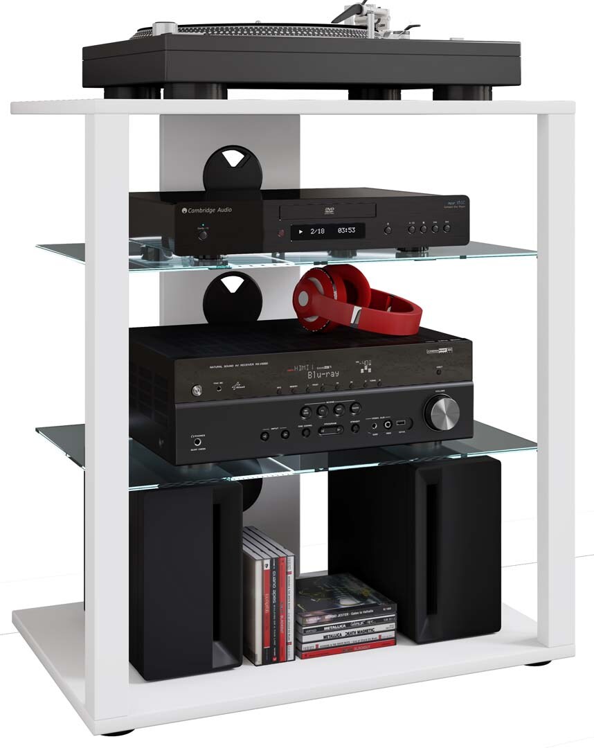 Ebuy24 Folas Hifi-Möbel 3 Ablagen weiß.
