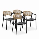 thumbnail of Lot de 4 chaises en polypropylène avec tissage en corde, élégantes, résistantes, empilables, pour jardin, balcon, bar, restaurants-JOLANDA-Noir