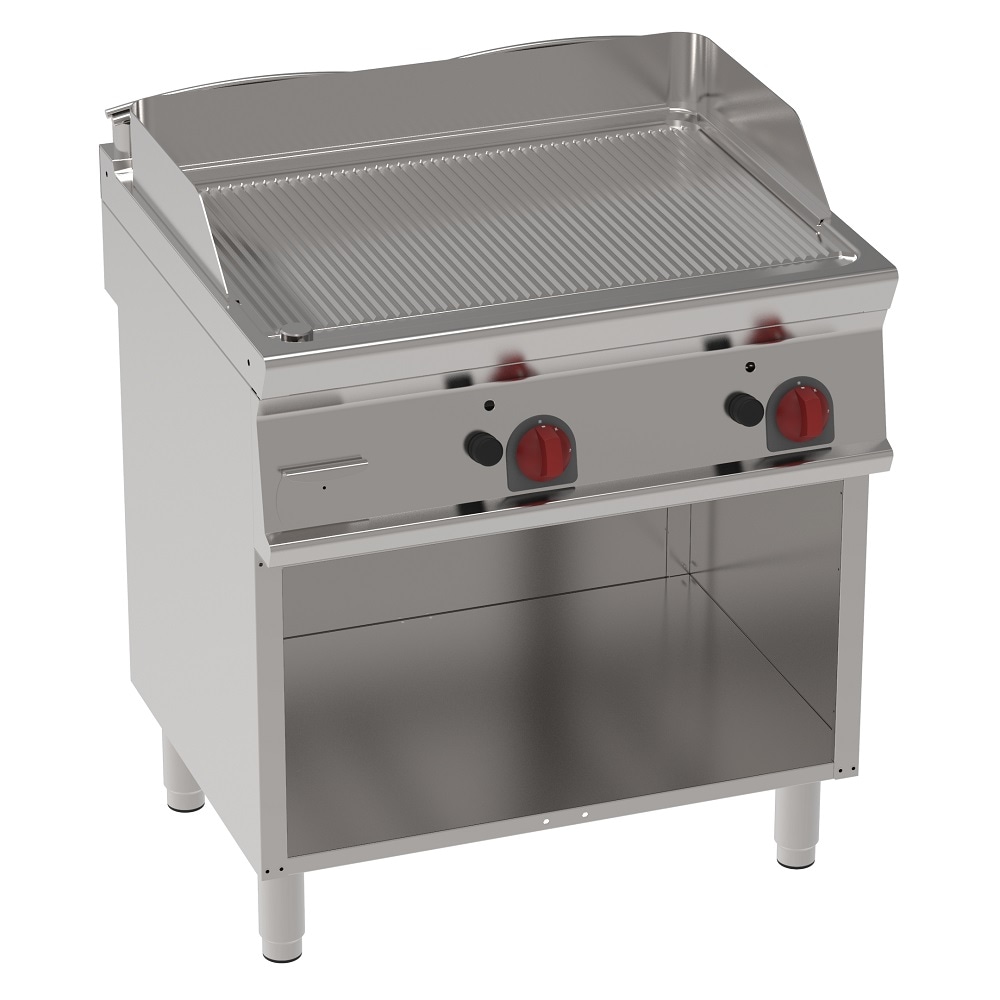 EURAST - Plancha-frytop fe 15 mm a gas estriada sobre soporte abierto - 800x700x900 mm - 14 Kw - 36740317