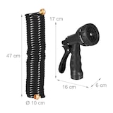 thumbnail of Relaxdays Spiralschlauch Wasser, bis 10 m ausziehbar, flexibler Gartenschlauch mit Wasserbrause, 7 Strahlarten, schwarz