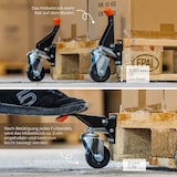 thumbnail of HMF 6750 Schwerlastrollen absenkbar für Werkbank, 4 Stück, 65 mm, bis 300 kg, Schwarz