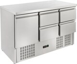 thumbnail of GastroHero Kühltisch Mini Edelstahl GN 1/1 1 Tür 4 Schubladen +2 °C bis +10 °C 230 V Profi Gastronomie ECO 1/4 1365x700x877 mm