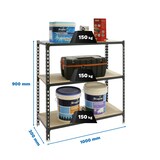 thumbnail of PROREGAL Schwerlastregal BABY MULI | HxBxT 90x100x30cm | 3 Fachböden | Fachlast 150kg | Anthrazit | Lagerregal Kellerregal Werkstattregal