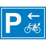 thumbnail of E-Bike Elektrorad Parkplatz mit Richtungspfeil links Schild waagerecht A2 (420x594mm)