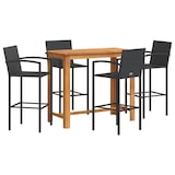 thumbnail of vidaXL 5-tlg. Gartenbar-Set Schwarz Massivholz Akazie und Poly Rattan